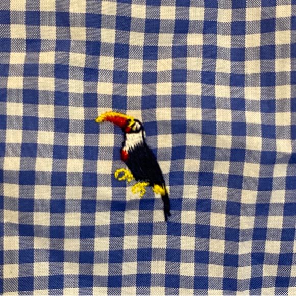 TALBOTS Gingham, Parrot Embroidery A-Line Skirt, 1127 - Picture 3 of 7